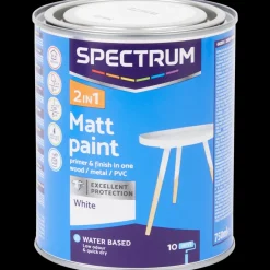 Verf-Spectrum 2-in-1 matte verf wit Wit 750 ml | Action NL