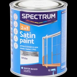 Verf-Spectrum 2-in-1 satijnglans verf wit Wit 750 ml | Action NL